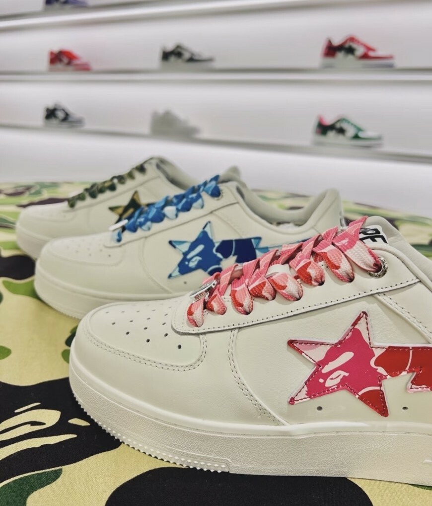 ABC CAMO BAPE STA 皮革 經典迷彩 猿人頭 空軍 三色 白藍/白粉/白綠