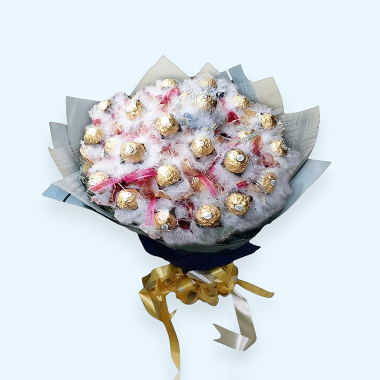 單支羽毛金莎花,羽毛金莎分享花束,feather_Ferrero-Rocher-chocolate-shared-bouquet,可抽取式金莎花束