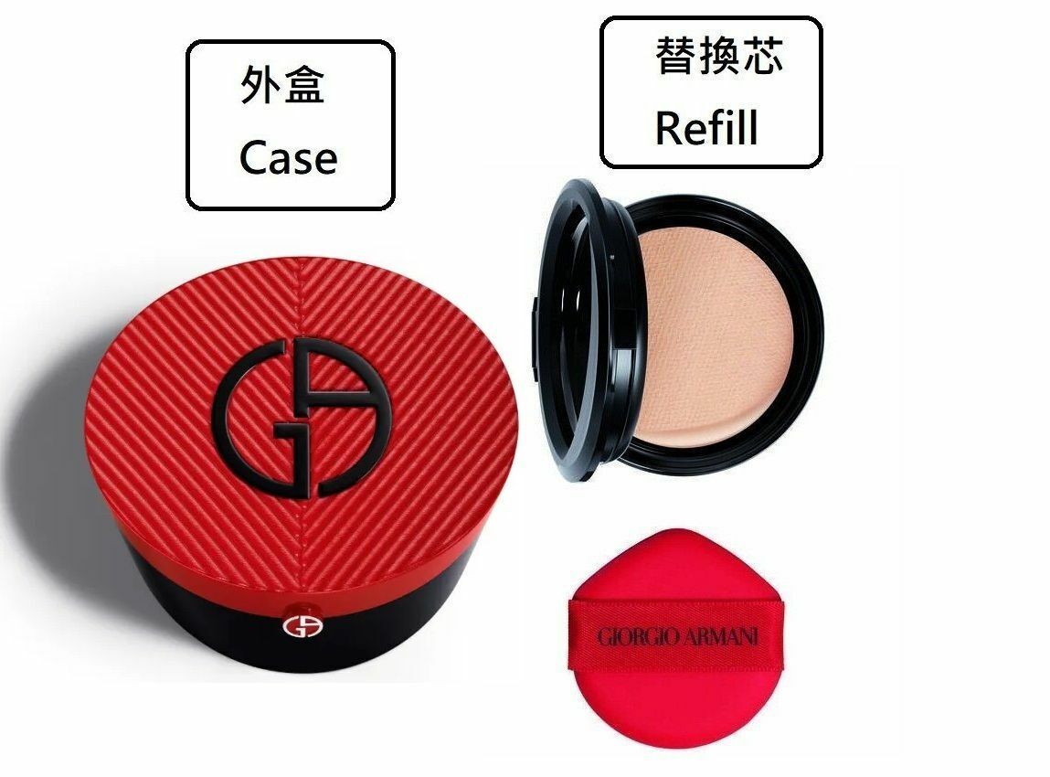 GIORGIO ARMANI My Armani to Go - 絲光輕透氣墊修護粉底氣墊盒 #Plisse & 替換芯 3號 spf23 (平行進口)