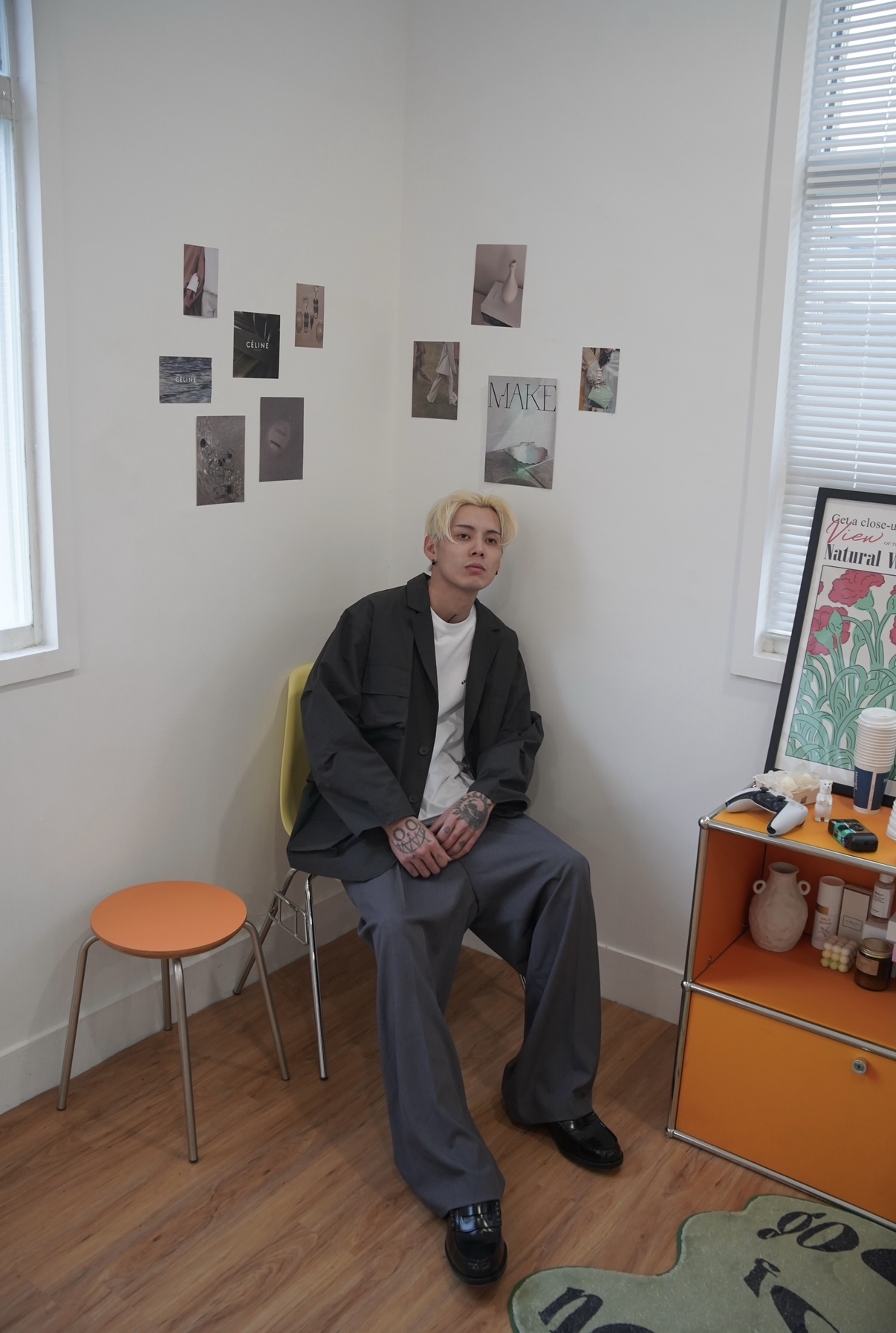 霧灰機能多口袋西裝外套