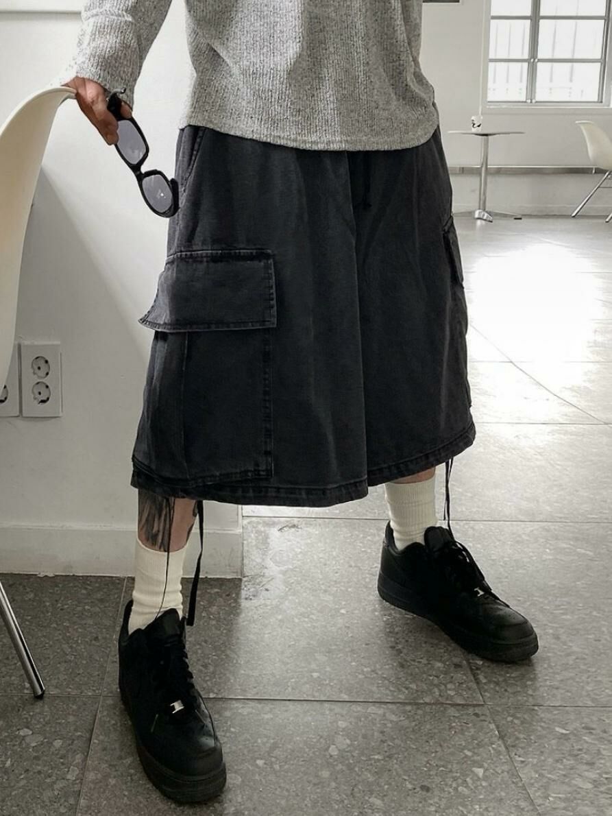 牛仔工裝短褲 P2091