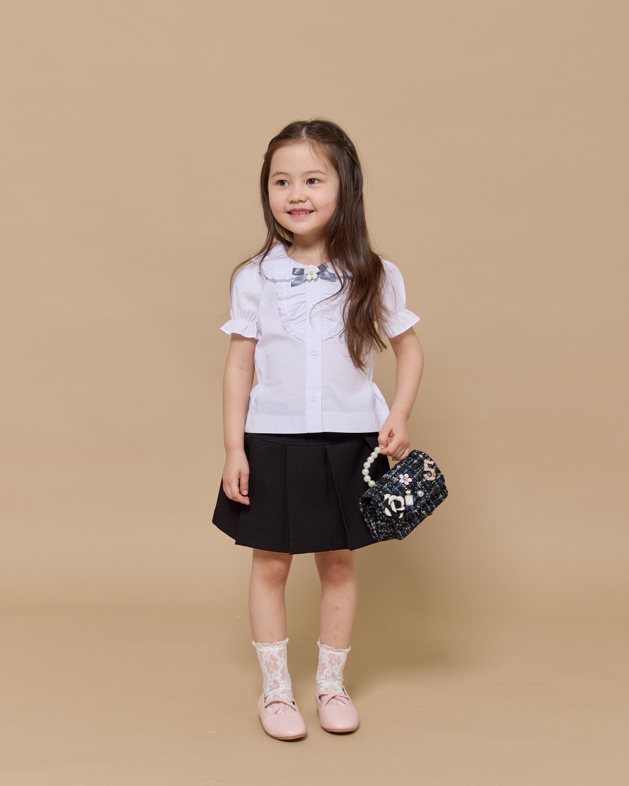 Aida White Button Short-Sleeve Blouse