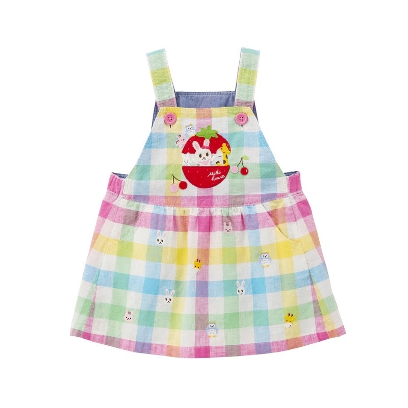 🐰𝐌𝐢𝐤𝐢 𝐇𝐨𝐮𝐬𝐞 小兔好友刺繡彩色格仔背帶裙