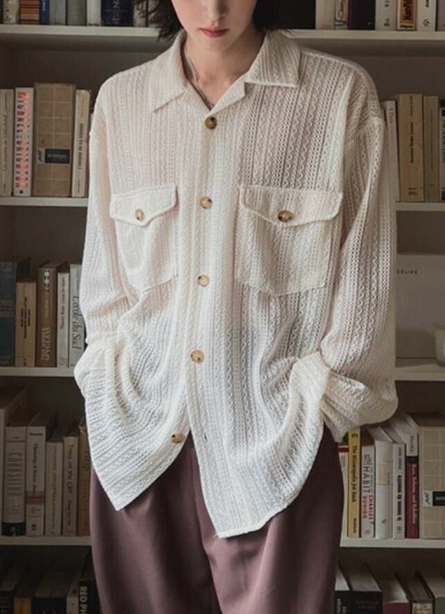 淨色網花紋長袖恤衫 MALENKII-138S