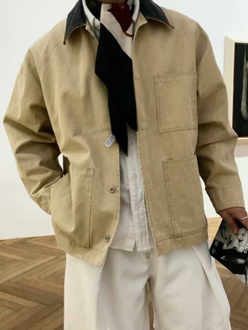 拼皮領開胸外套 VOID-045JK