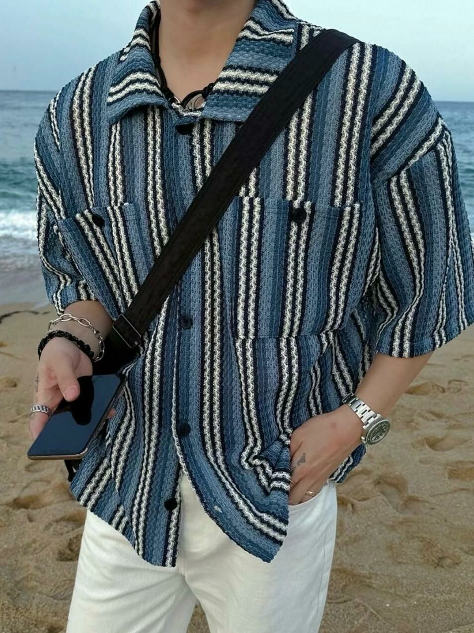 條紋短袖恤衫 VOID-023S