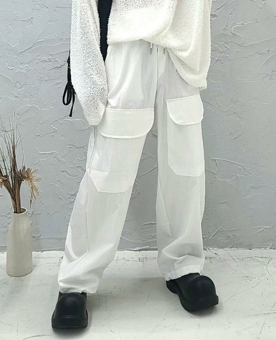 淨色可束腳工裝鬆身褲 VOID-020P