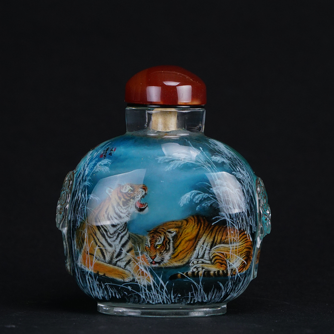 四虎圖鼻煙壺 四虎昂揚凝聚勇氣力量與辟邪祝福