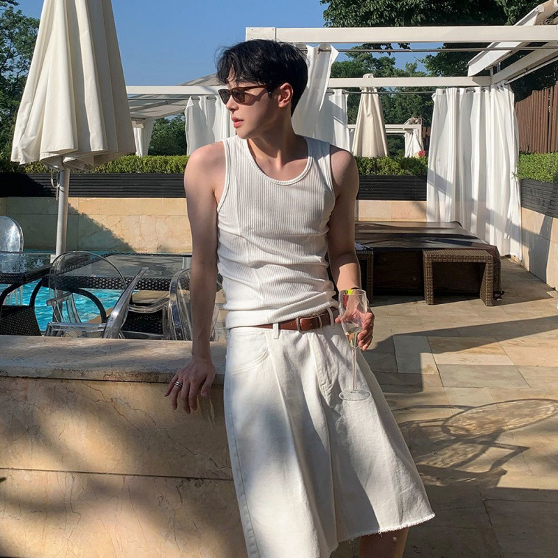 韓版夏季Cleanfit修身圓領特殊車線貼身背心