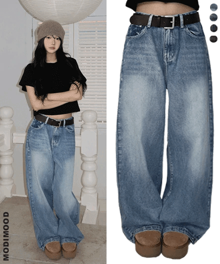 KR STRAP DENIM PANTS (4 COLORS)