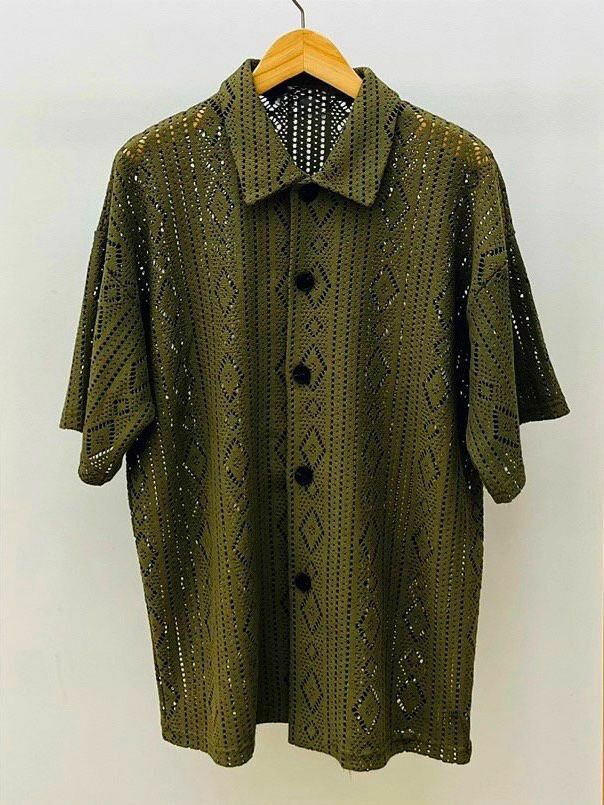 淨色網花紋短袖恤衫 S2310