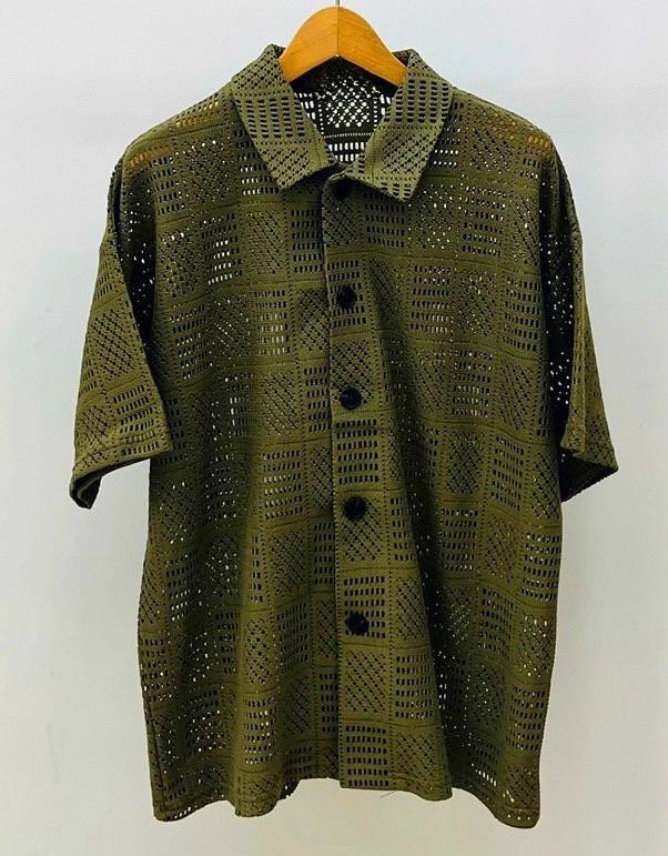 淨色網花紋短袖恤衫 S2311