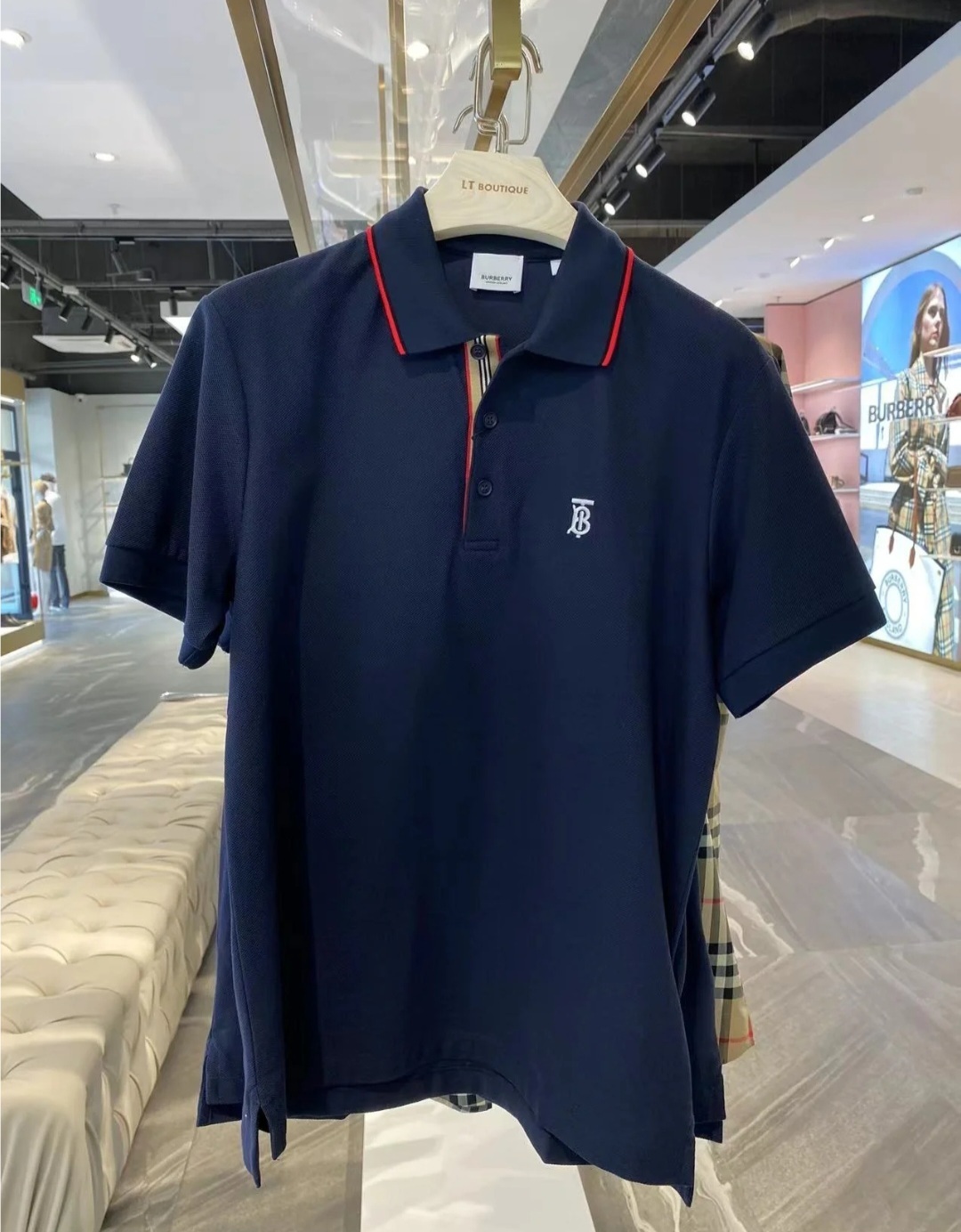 BBR 深藍色併紅邊Polo 男款