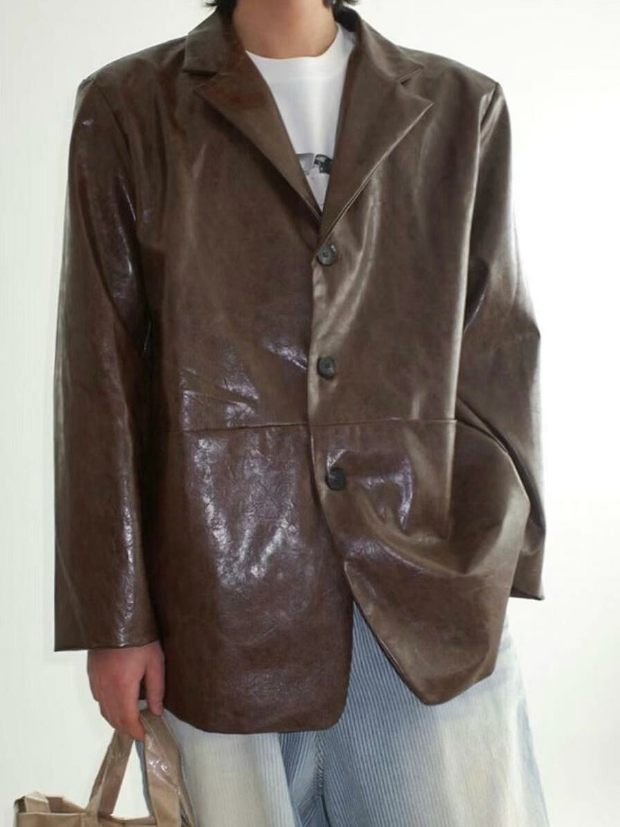 淨色合成皮西裝褸 VOID-093JK