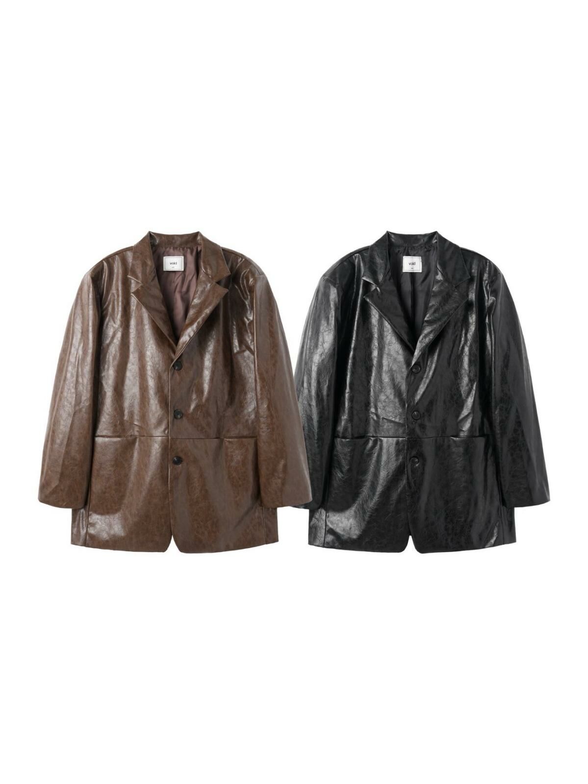 淨色合成皮西裝褸 VOID-093JK