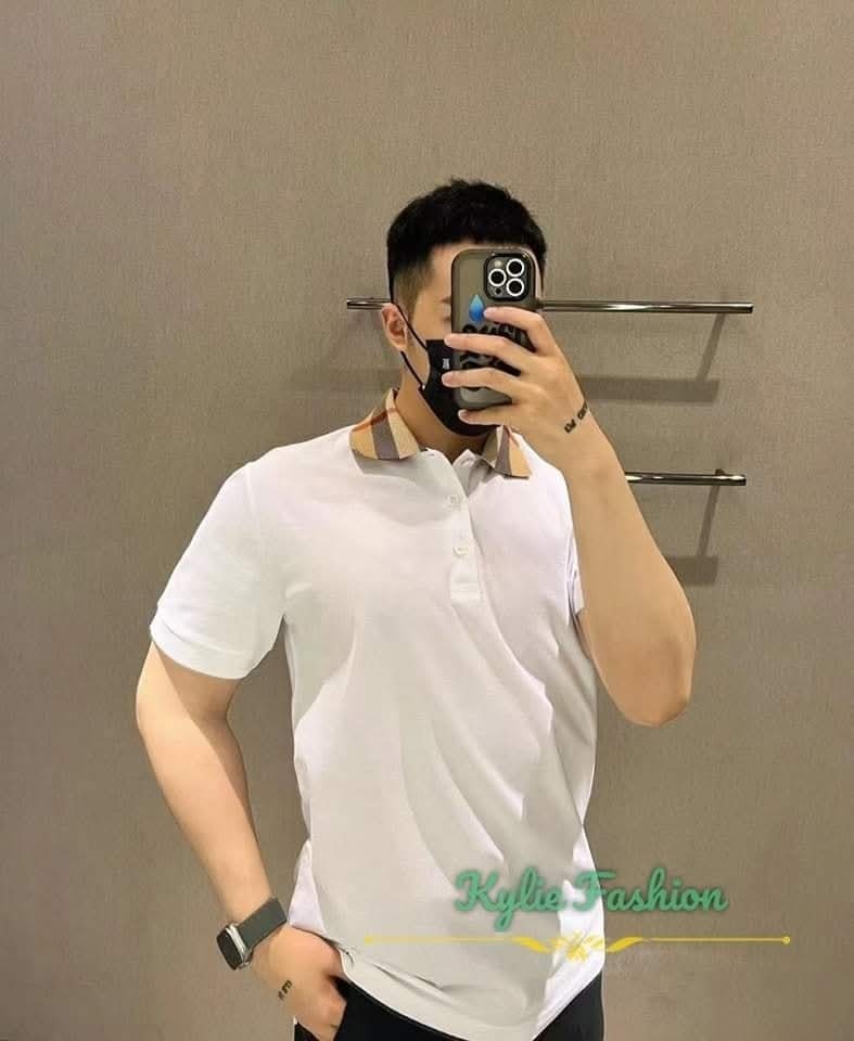 BBR 白色 經典格仔反領 Polo 男款