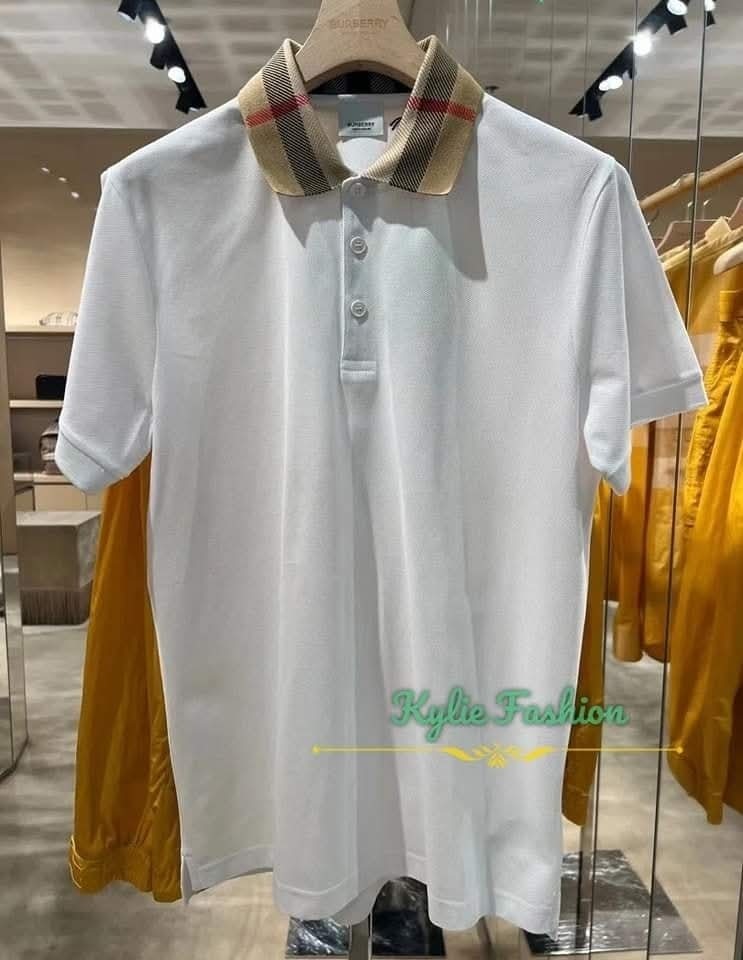 BBR 白色 經典格仔反領 Polo 男款