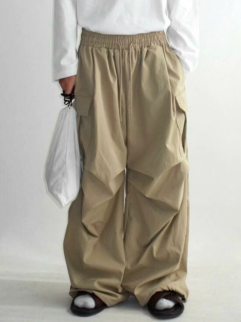 淨色可束腳工裝鬆身褲 VOID-094P