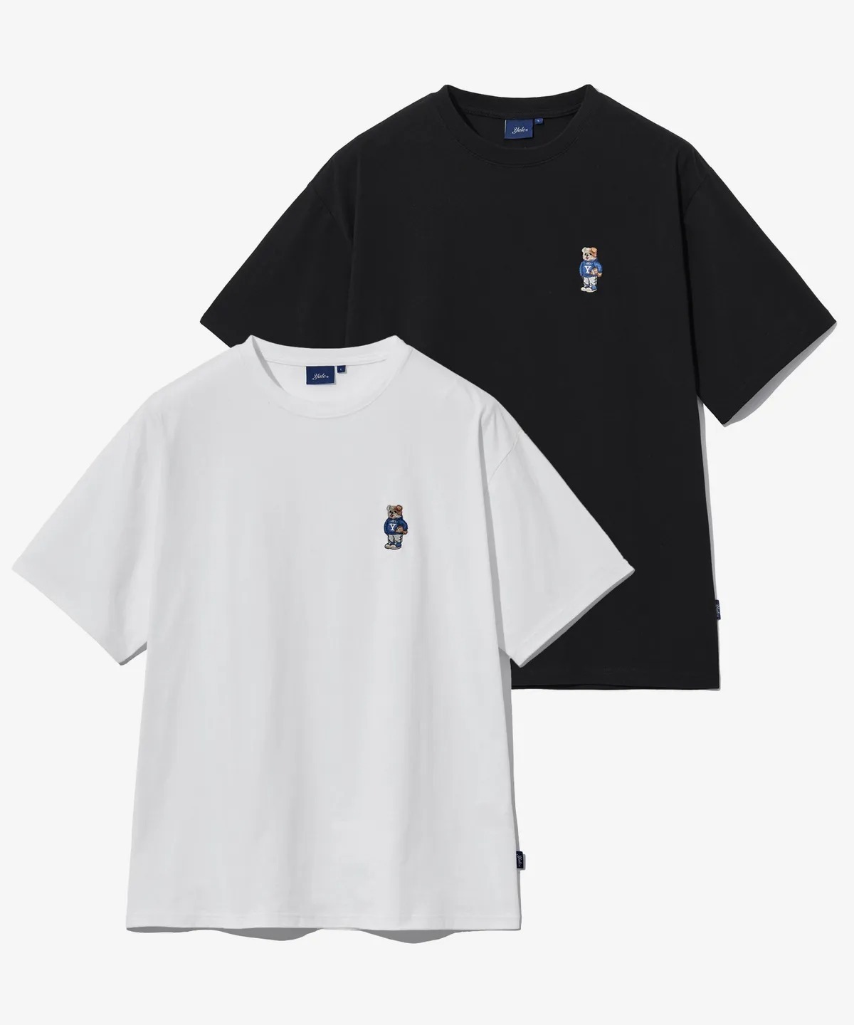 ☆YALE☆ COOL COTTON 2PACK HERITAGE DAN TEE WHITE BLACK YD0 YALE EMBROIDERY DAN T-SHIRT