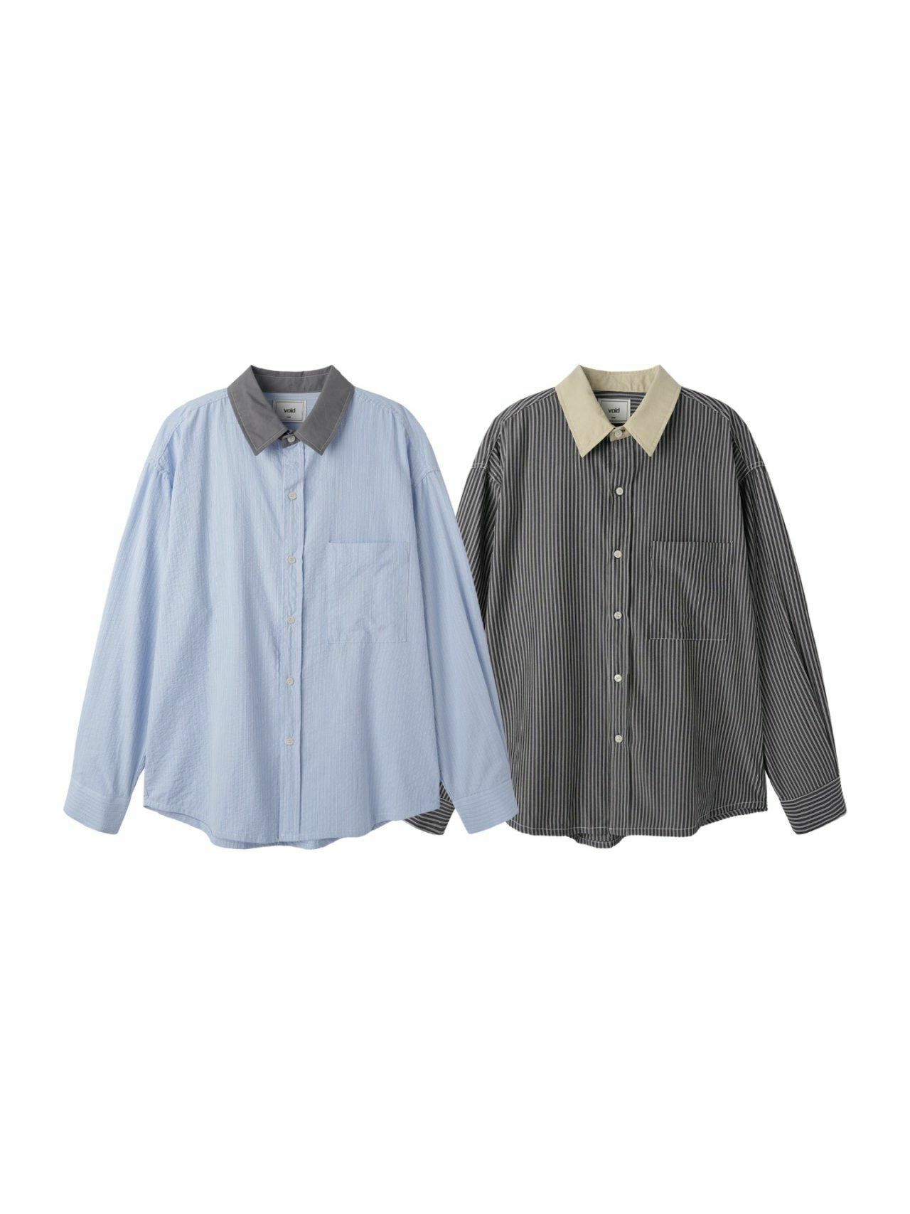 拼色直間長袖恤衫 VOID-096S