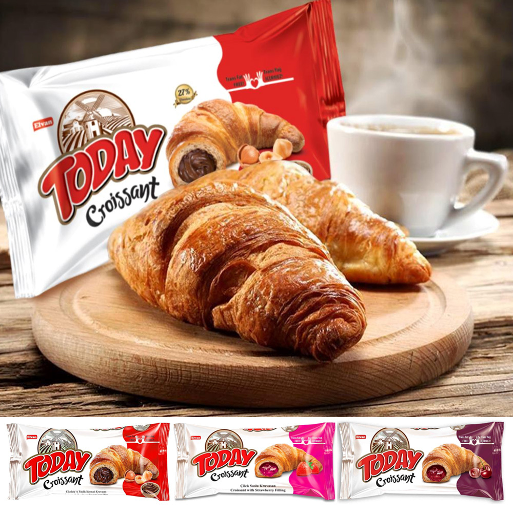 土耳其 Today 超人氣 夾心牛角可頌麵包 45g X 6包入 (巧克力/草莓/櫻桃)