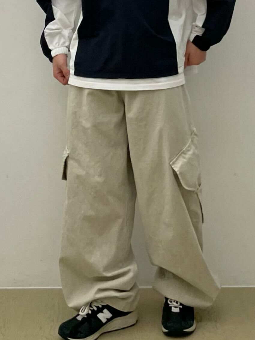 洗水淨色工裝鬆身褲 EASY-063P