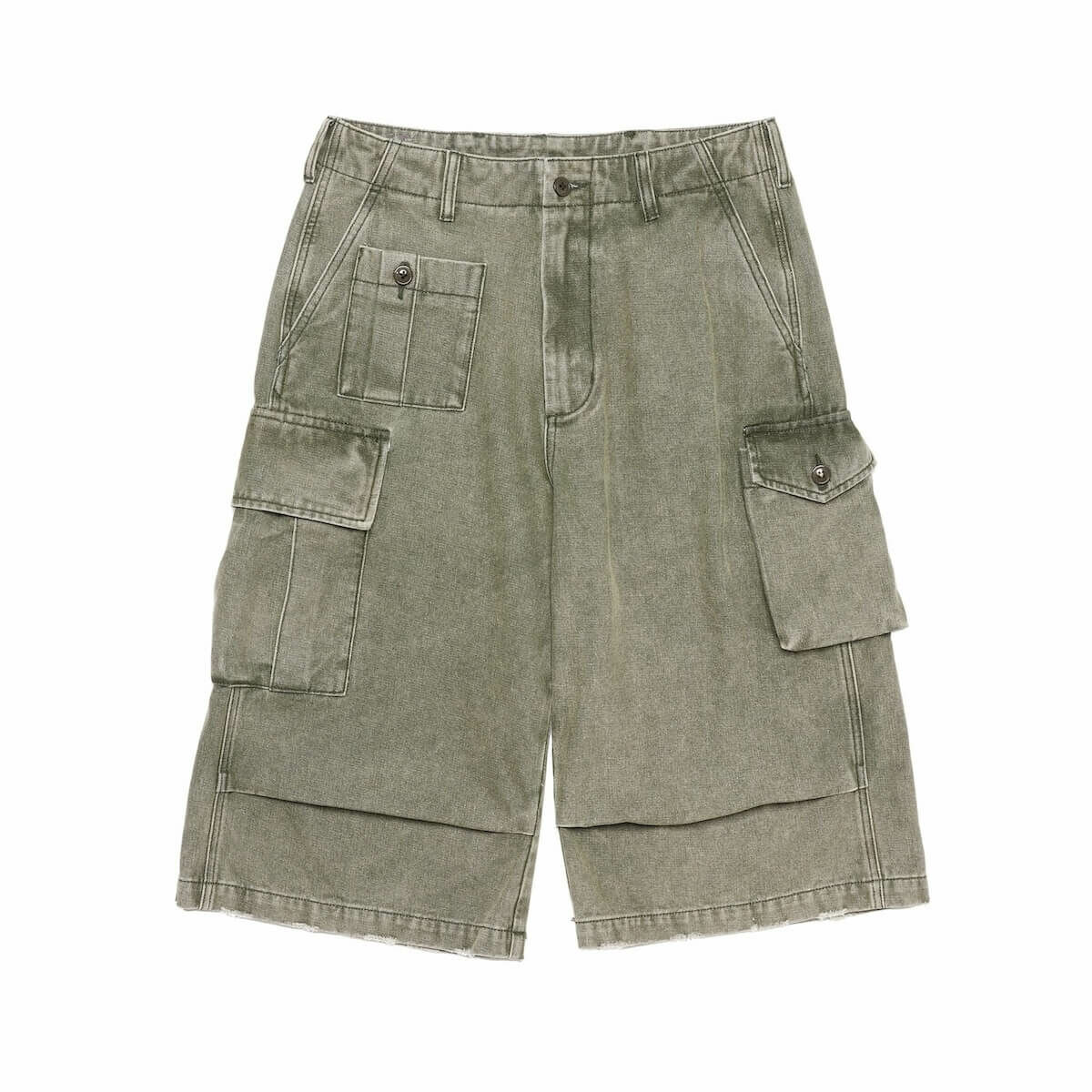 LUSIVE｜ 口袋七分褲 Cargo Shorts Denim  (灰綠)