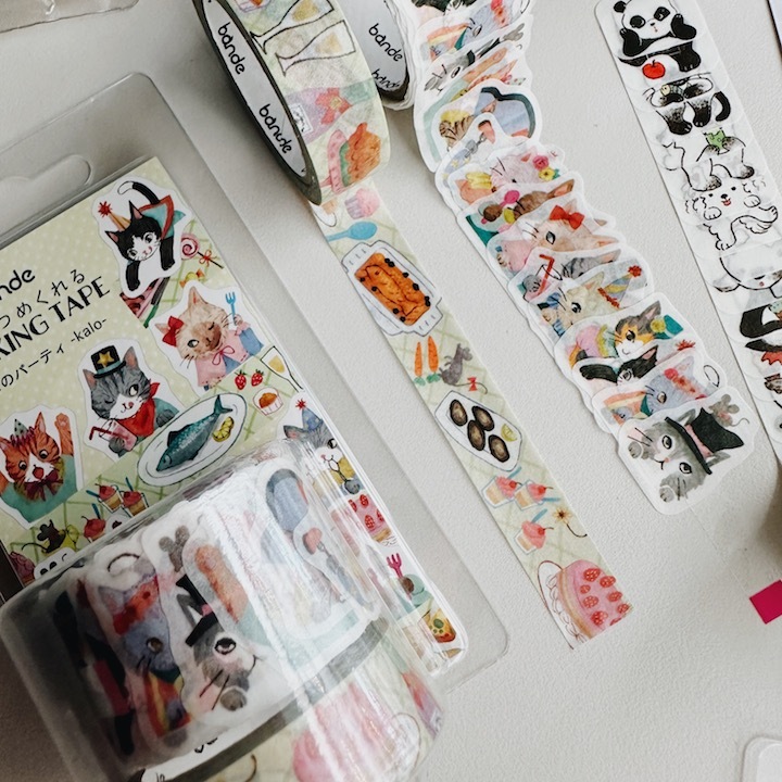 貓咪派對 2入 捲狀貼紙 和紙膠帶 ｜日本Bande