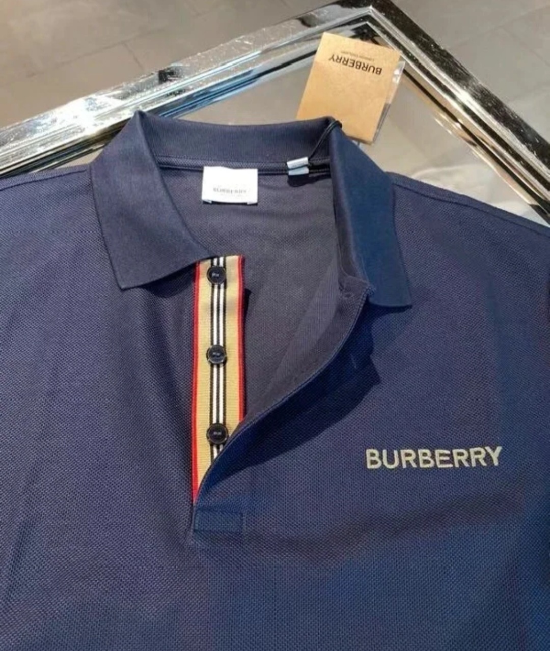 BBR 深藍色金色刺繡字母logo Polo 男款