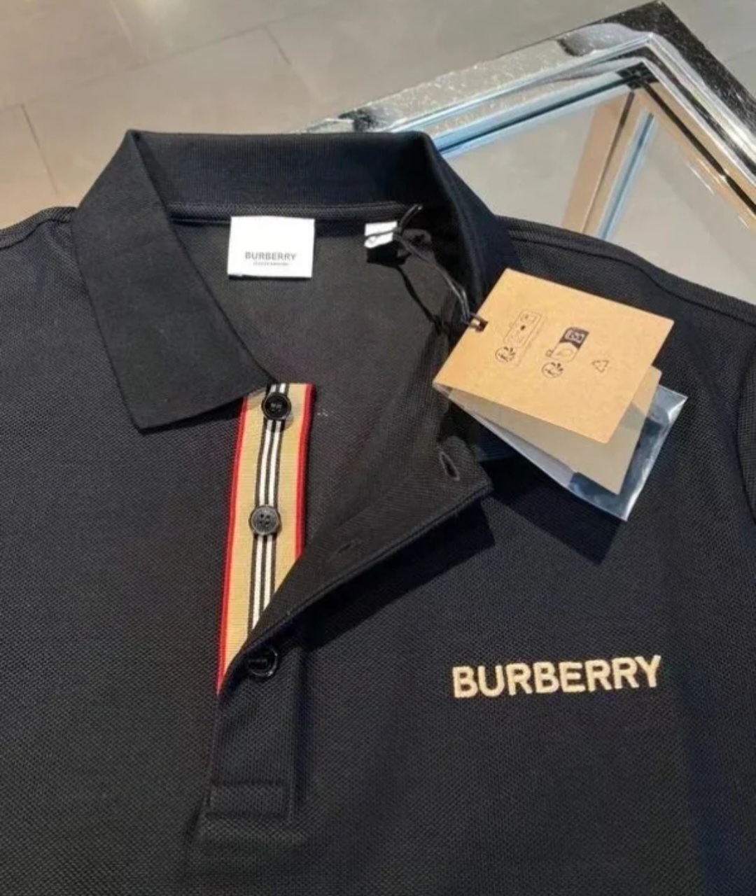 BBR 黑色金色刺繡字母logo Polo 男款