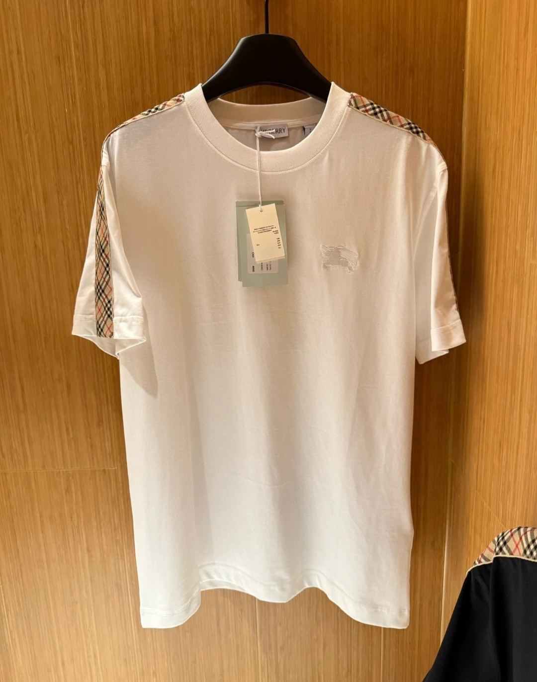 BBR白色肩膀格仔Tee