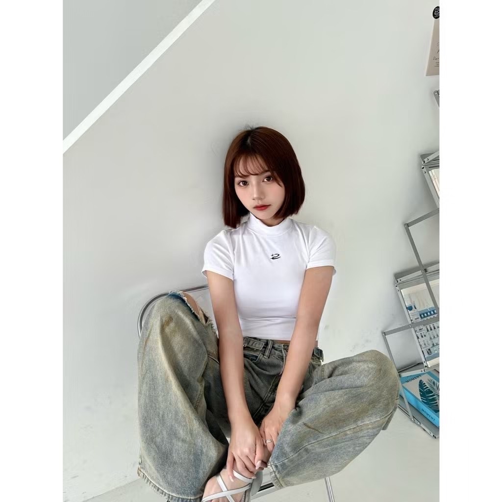 (GOAL) DCM 超彈版型 女生小高領短版上衣