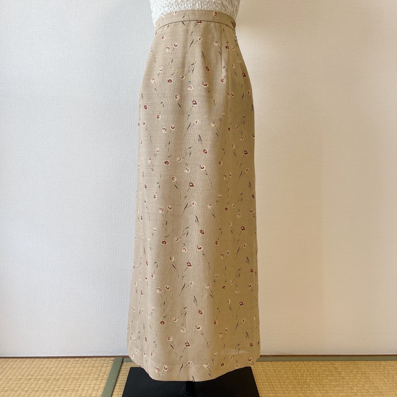 日本製卡其色小碎花半裙