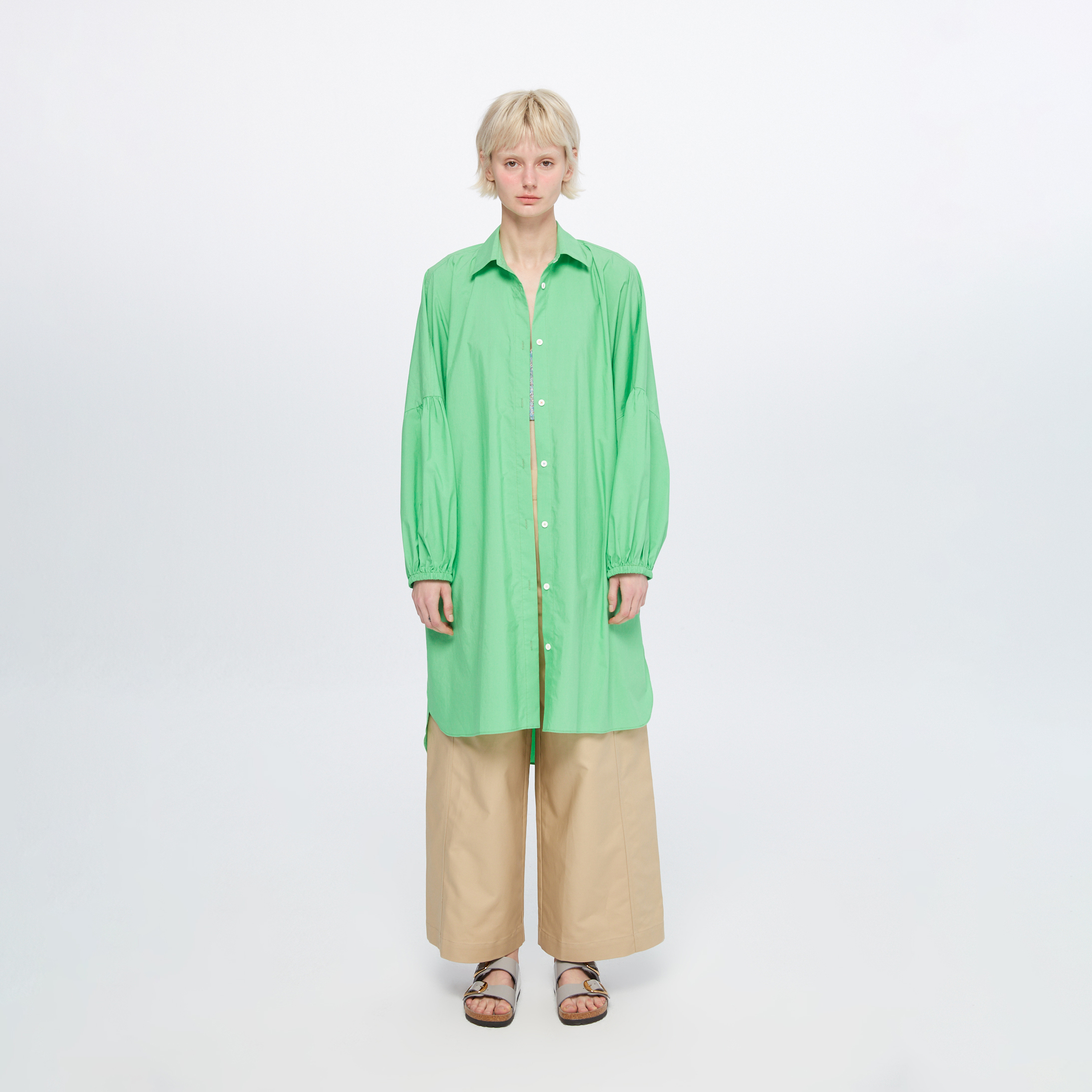 10 MOOn Lightweight Green shirt trench coat