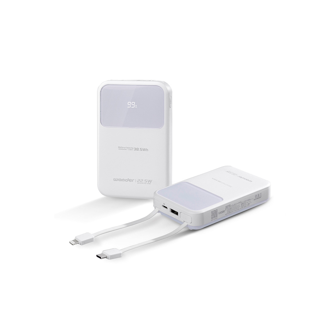 【Widelife】WONDER 可拆線式快充行動電源(10000mAh)白│WA-P12A