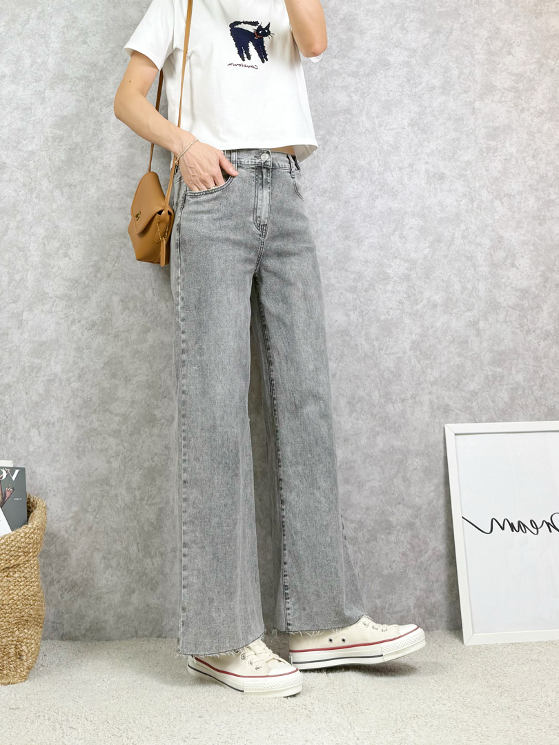 盛夏就愛不收邊碳黑寬褲