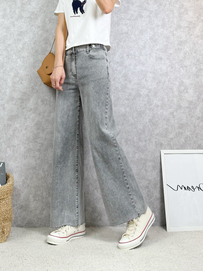 盛夏就愛不收邊碳黑寬褲