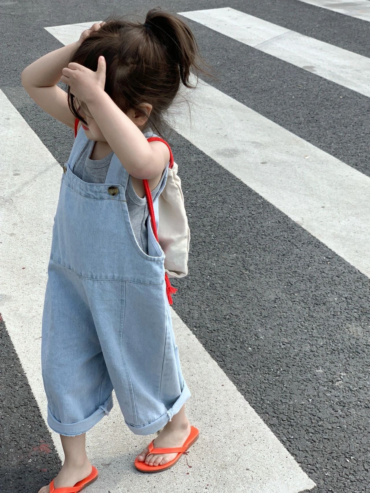 復古牛仔吊帶褲