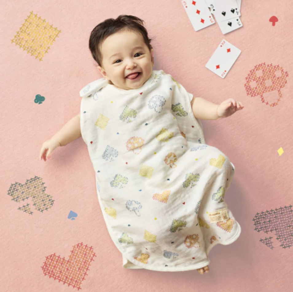 日本製 10Mois 新款蘑菇三重紗x天絲防踢睡袋-嬰童版