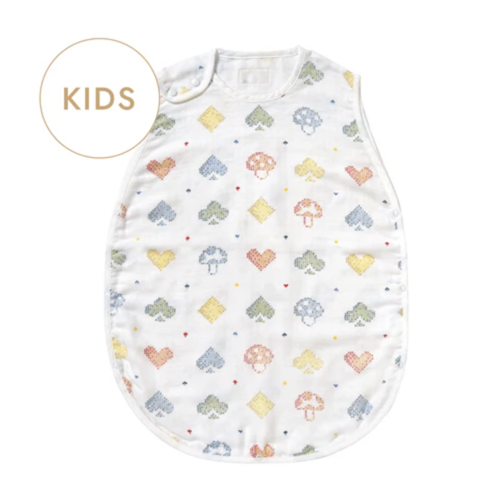 日本製 10Mois 新款蘑菇三重紗x天絲防踢睡袋-幼童版