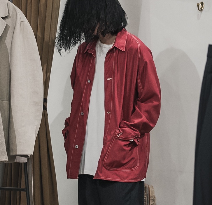 RE-STOCK: A.PRESSE OVER DYEING COVERALL JACKET - RED PRE ORDER ITEM (預訂中)