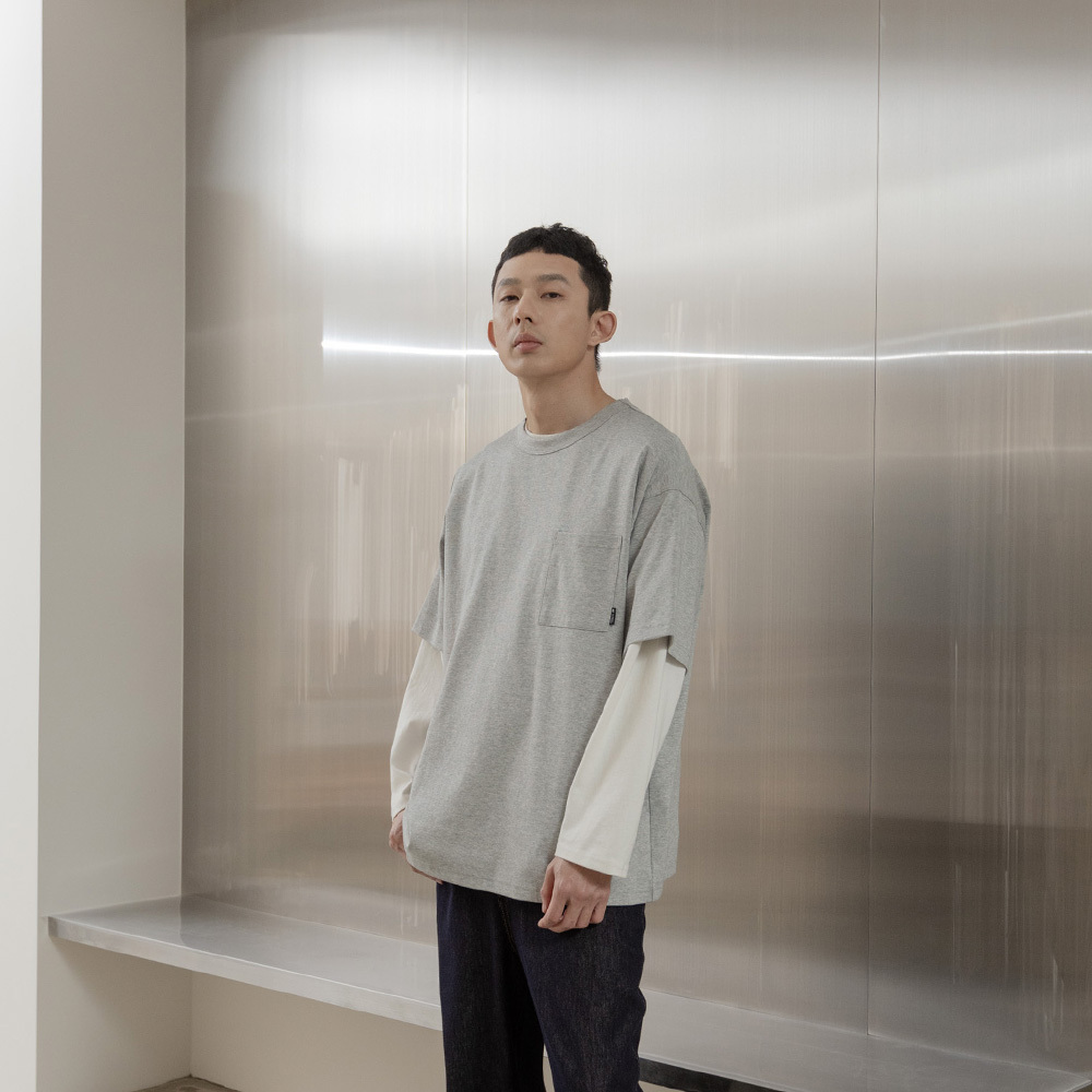 Men's plain single pocket woven logo top, available in four colors S-XL【01190180】in stock+pre-order