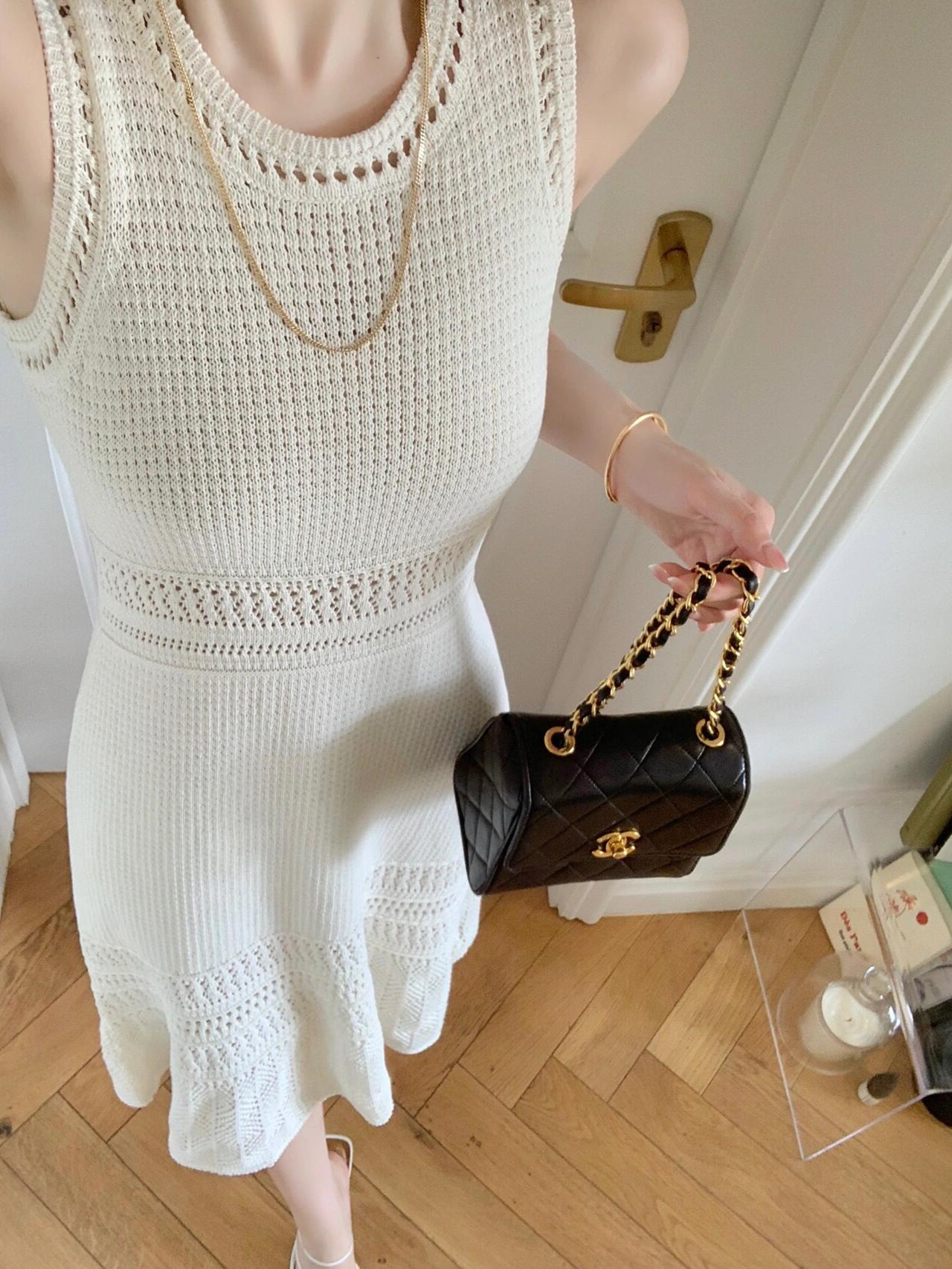 編織感洞洞 收腰洋裝