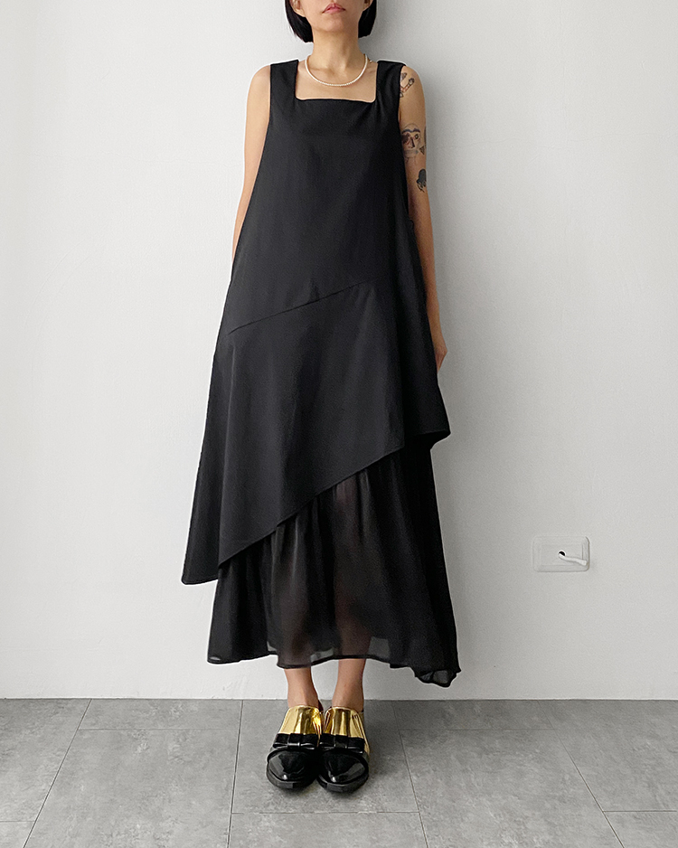 MFD-2575 斜裁層次洋裝 ʙʟᴀᴄᴋ