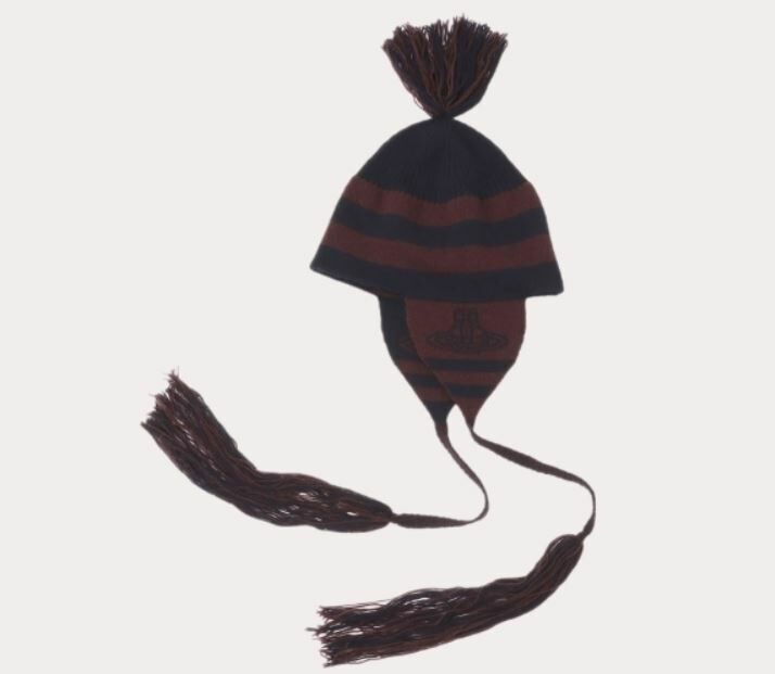 [現貨]Vivienne Westwood 雙色條紋流蘇針織帽