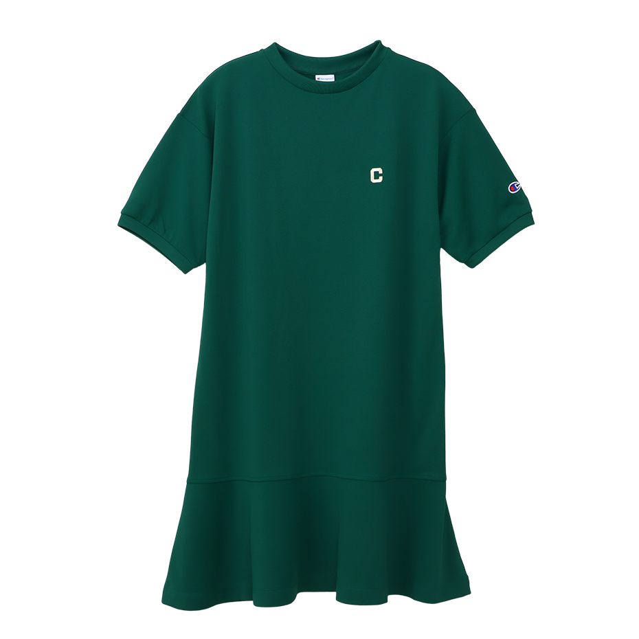 女款 - CASUAL機能 小C 刺繡拼接洋裝-綠色（CW-B319-570）