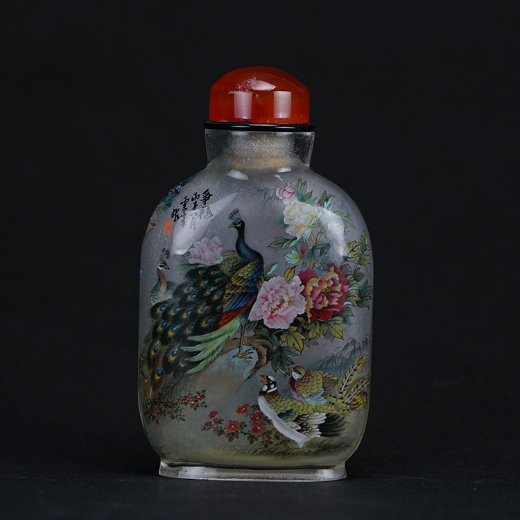 鹿港窯典藏內畫工藝|鳥語花香鼻煙壺 春華爭豔描繪自然生機與繁花盛景