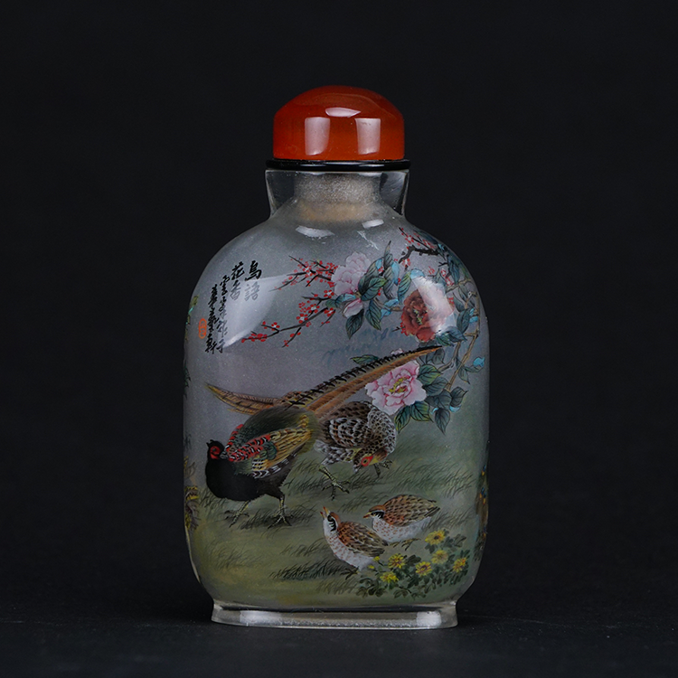 鹿港窯典藏內畫工藝|鳥語花香鼻煙壺 春華爭豔描繪自然生機與繁花盛景