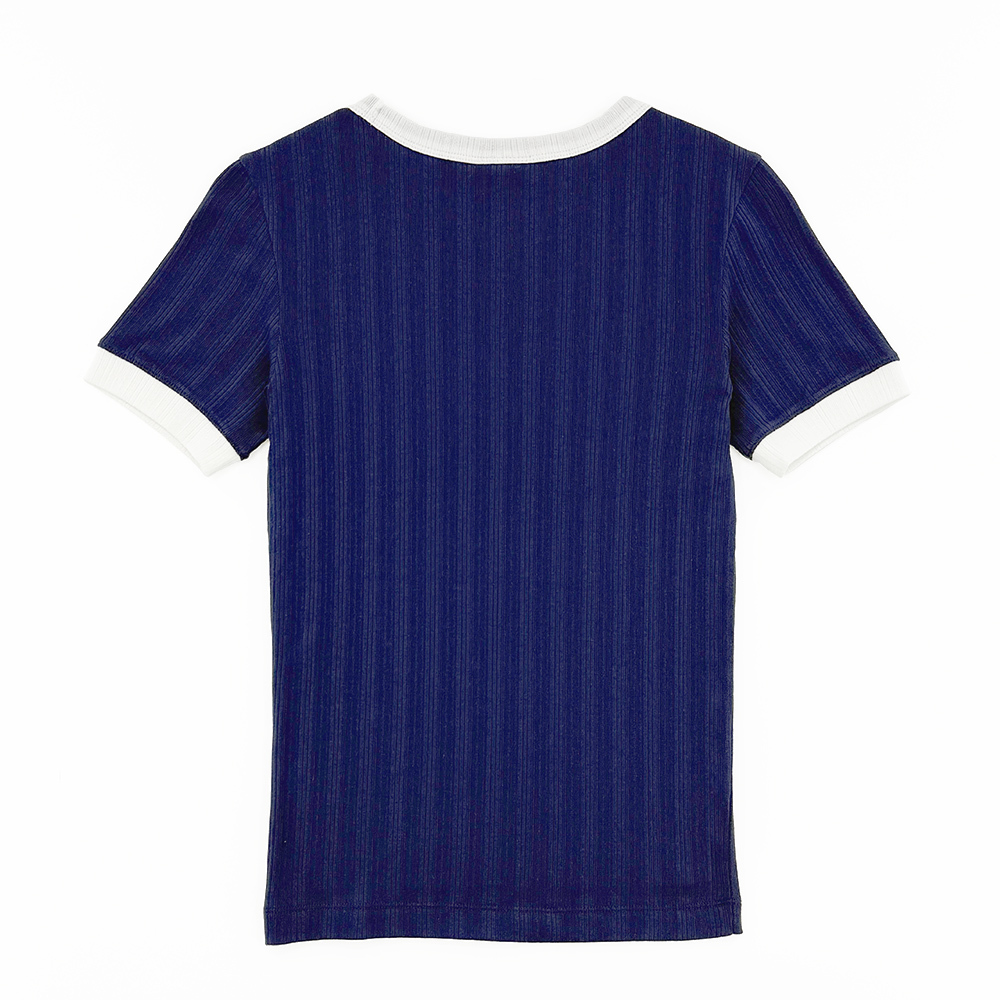 女款-ROCHESTER素面 羅紋合身短袖上衣-深藍色（117711-BS567）