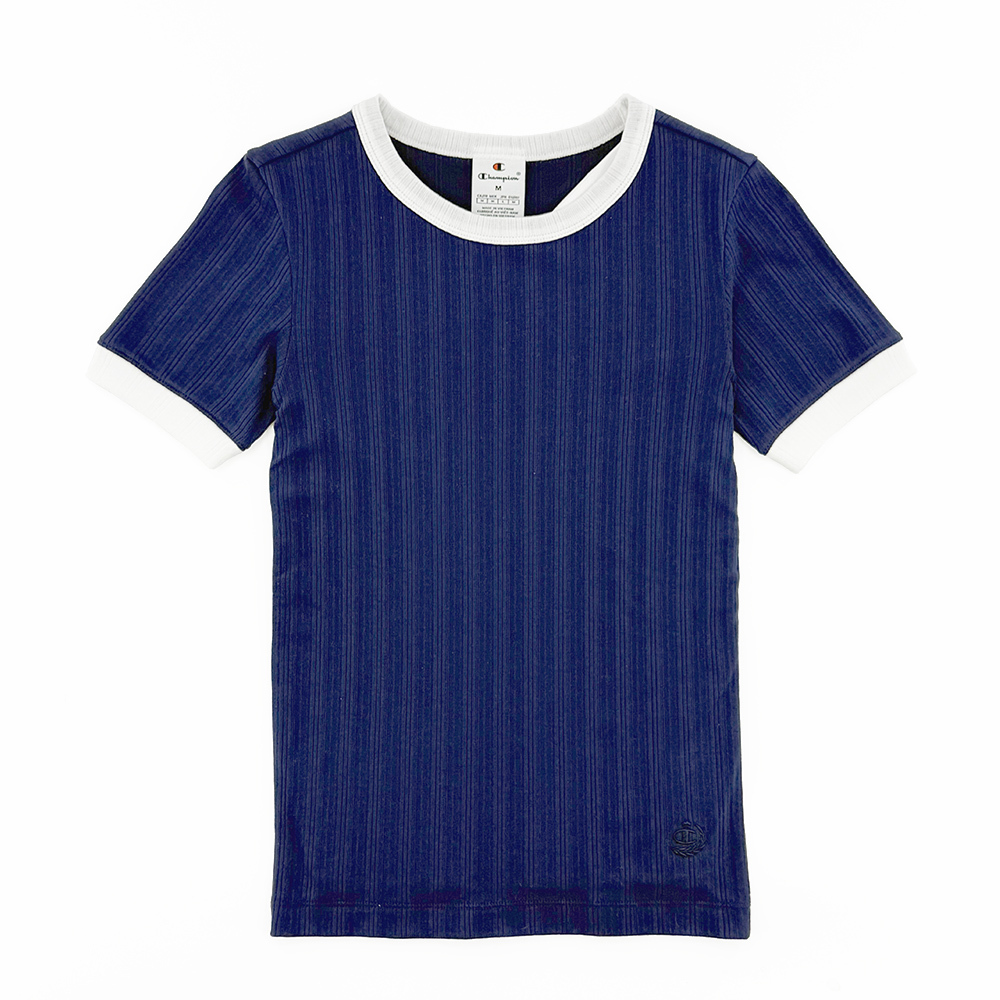 女款-ROCHESTER素面 羅紋合身短袖上衣-深藍色（117711-BS567）